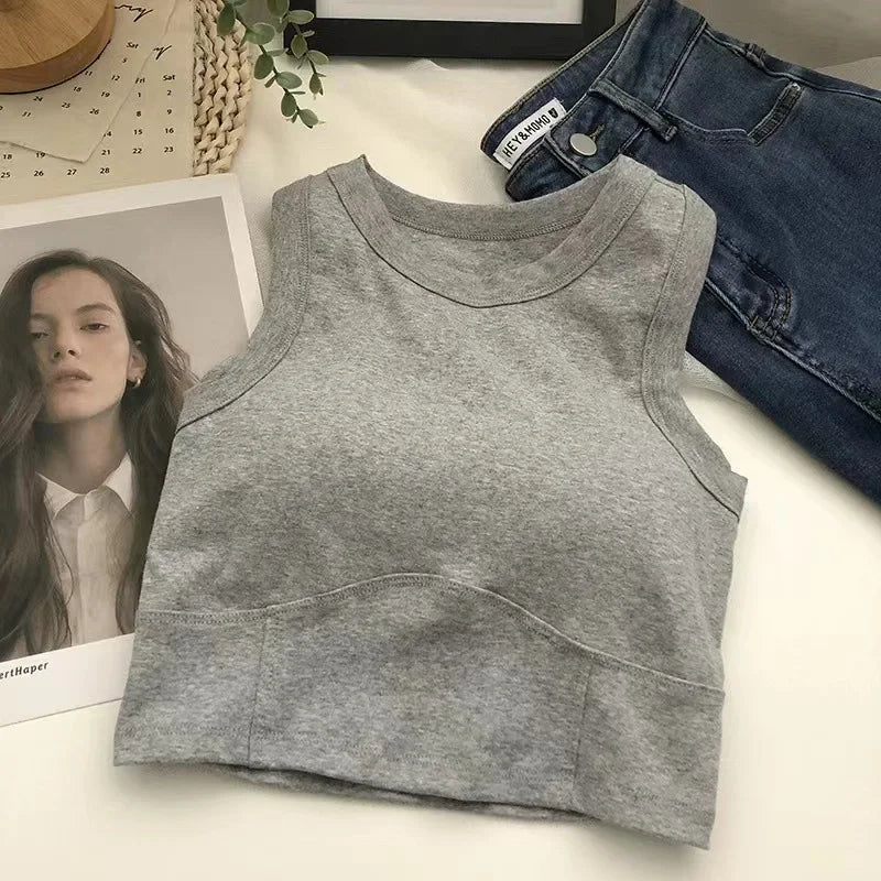 Fashion Uniform Color Tanks Camisole Clothing Sexy Waistcoat for Women Sports No Steel Ring Chest Pad Yoga Vest Nylon Underwaist