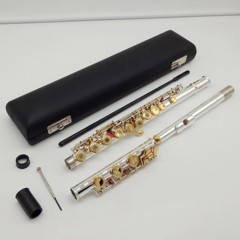 Music Fancier Club Flute 481 Engraving Hand Carved Keys Gold Plating Flutes B Leg Open Holes 17 Gold Keys