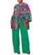 Wmstar Plus Size Two Piece Sets Women Clothing Printed Long SleeveTops Solid Pants Wid Leg Matching Suits Wholesale Dropshopping