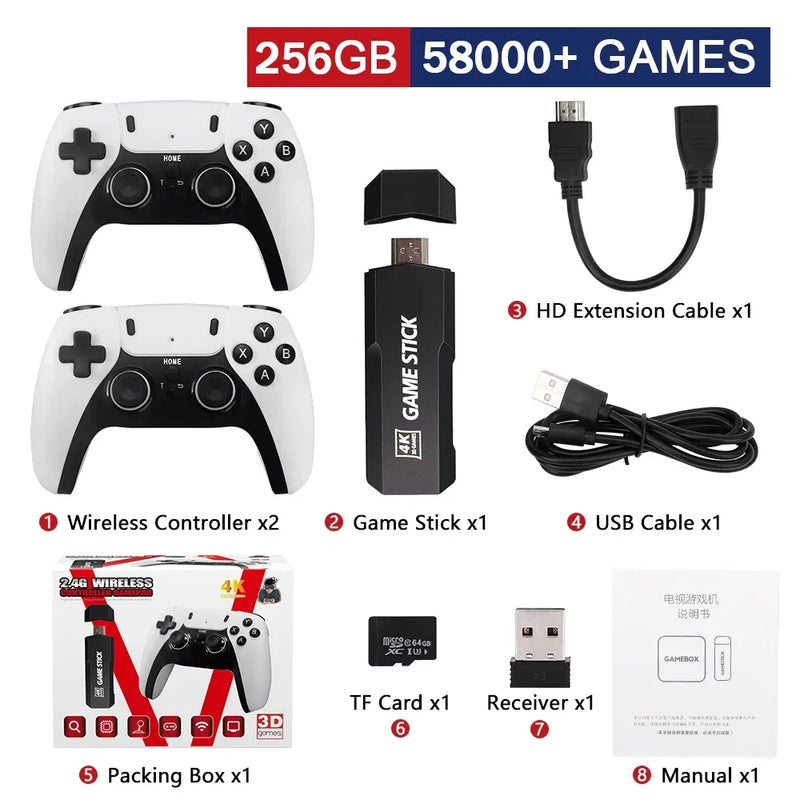 Video Game Sticks M8 Console 2.4G Dual Wireless Controller Game Stick 4K 20000 games 64GB Retro game For Dropshiopping Xmas Gift