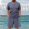 Men's New Waffle Summer Suit 2025 Casual T-shirt + Shorts Suit Men's Tracksuit Solid Color Tracksuit Loose Suit Clothes for Men