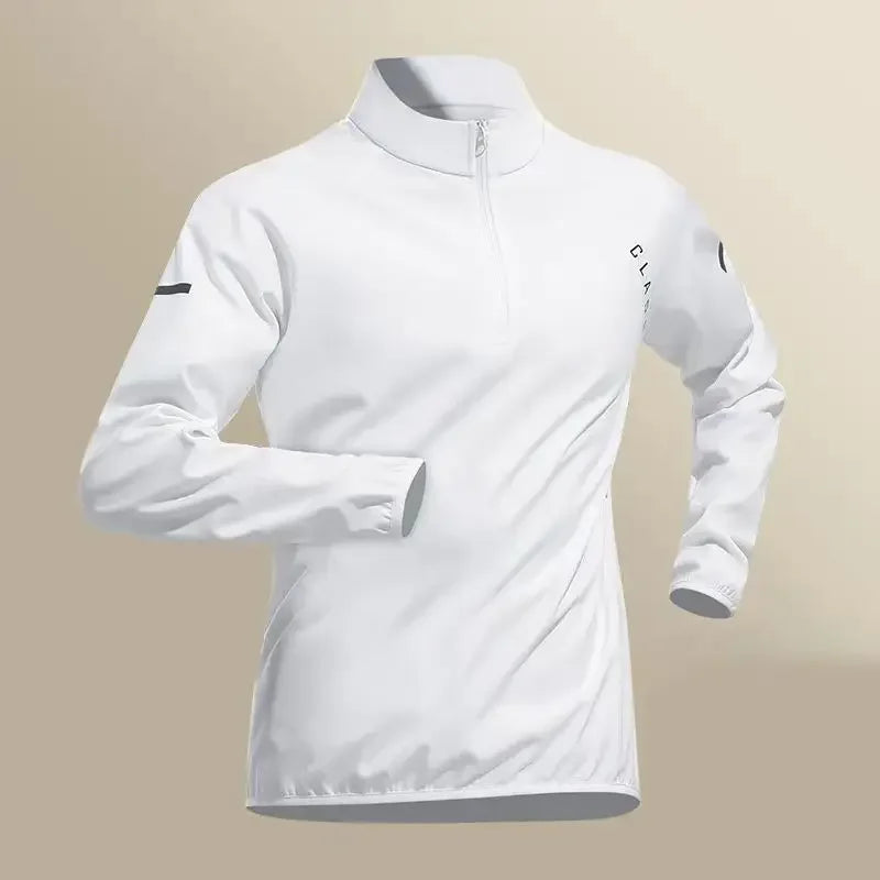New Summer Running Suit Men's Quick Dry Jacket Suit Fitness Long Sleeve T-shirt Sweatshirt Half Zipper Sports Training