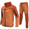Men's Autumn-Winter Full Set with Hood Sports Jacket ,Sweatshirt Long Sleeves Pants Color-blocked Open Cardigan TightHoodie Suit