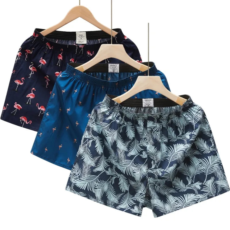3-4Pcs Cotton Mens Boxers Shorts Loose Sleep Underpants High Quality Printed Casual Panties Comfortable Homewear Men Underwear