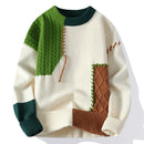 New Autumn Winter Men O-Neck Pullovers Knitted Sweaters Splicing Casual Sweaters High Quality Male Loose Pullovers Clothing 4XL