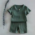 Summer Children's Clothing Set for 0-7Y Boys & Girls Cotton Linen Muslin Suit T-shirt Tops + Shorts 2pcs Baby Loungewear Outfit