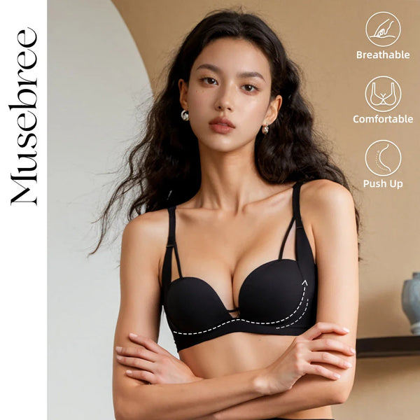 Musebree Women's Push Up Bra Ladies Girls Seamless Bra Sexy Beauty Back Wireless Bra Comfortable Breathable Bralette Women Bra