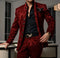 Patterned Black Men's Suit 2-piece Jacket Pants Wedding Groom Tuxedo Stand Collar Blazer Classic Jacquard Outfit