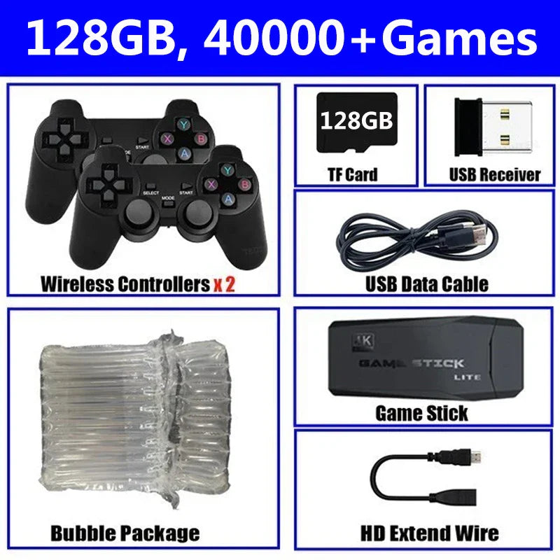 Video Game Console Built-in 40000 Games  Wireless Controller TV Game Stick 4K HD Retro Mini Handheld Game Player
