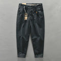 HIQOR 2024 Spring Autumn Men Pure Cotton Men Cargo Pants Korean Style Male Casual Loose Belt Mid Waist Man Trouser Plus Size 38