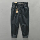 HIQOR 2024 Spring Autumn Men Pure Cotton Men Cargo Pants Korean Style Male Casual Loose Belt Mid Waist Man Trouser Plus Size 38