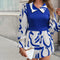 Fashion Women's Fake Two Piece Shirts Autumn And Winter Woman Elegant Polo Neck Long Sleeve Geometric Print Casual Shirt Blouse