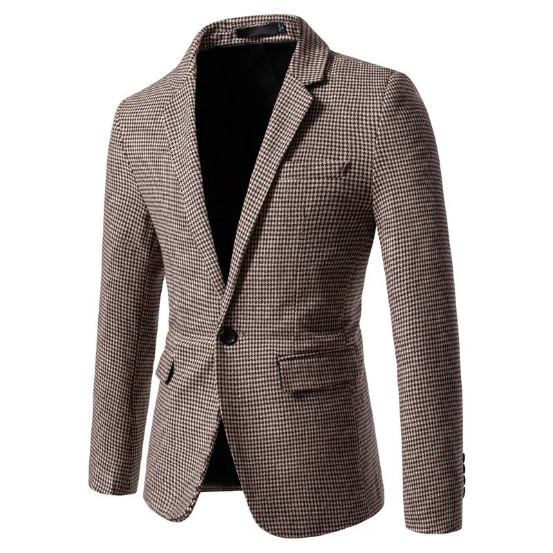 Autumn and Winter New Men's Fashion Casual Men's Suit Plaid Small Blazer Jacket