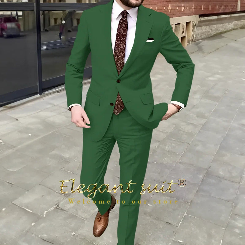 Men's Khaki Suit 2-piece Set - Swallowtail Suit Handsome Wedding Suit Men's British Style Custom Men's Suit Jacket Trousers