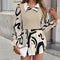 Fashion Women's Fake Two Piece Shirts Autumn And Winter Woman Elegant Polo Neck Long Sleeve Geometric Print Casual Shirt Blouse