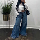 Vintage American Style Wide Leg Jeans Spliced Or Length Bell Bottom Fringebell-Bottom Pants For Men And Women