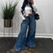 Vintage American Style Wide Leg Jeans Spliced Or Length Bell Bottom Fringebell-Bottom Pants For Men And Women