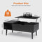 Black coffee table, lift-up coffee table for living room, small with storage shelves and hidden compartments