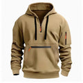 Men's hooded drawstring zipper pocket autumn and winter Hoodies fashion casual daily street solid color plus cashmere warm Tops