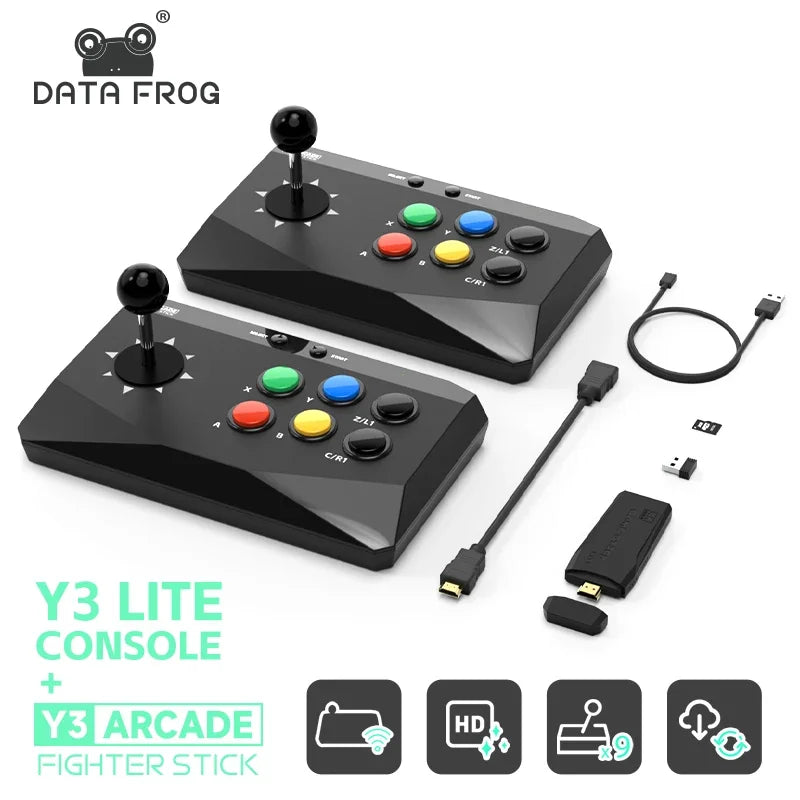 DATA FROG Y3 Arcade 4K Video Game Console With Game Arcade Keyboard Built-in 10000 Games Stick For PS1/FC/GBA Retro TV Dendy