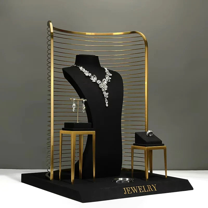 New jewelry display stand Jewelry props black metal window set necklace ring jewelry storage display rack