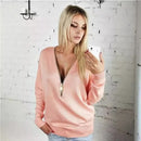 2025 Autumn Casual T-shirt Fashion Women Long Sleeve Tshirts Vintage Zipper V-neck Soft Top Bottoming T-shirt New
