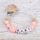 Baby Personalized Name Pacifier Chain Silicone Daisy Dummy Holder Chain For Handmade Wooden Baby Nipple Clips Nursing Chew Toys