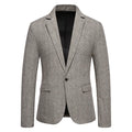 Classic Men's Casual Blazer Jackets SIngle Button Vintage Check Suit Coat Male Khaki