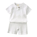 2-8 Years Children Casual Suit Kids Muslin T Shirt Shorts Pajamas Boy Girl Green White Tops Bottoms Summer 2 Pcs Clothing Set