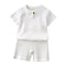 2-8 Years Children Casual Suit Kids Muslin T Shirt Shorts Pajamas Boy Girl Green White Tops Bottoms Summer 2 Pcs Clothing Set