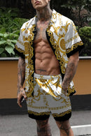 Hot Hawaiian Set Mens Printing Set Short Sleeve Summer Casual Floral Shirt Beach Two Piece Suit 2022 New Fashion Men Sets
