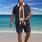 2025 summer men's beach light casual fashion city everything lapel button color shirt short-sleeved shorts set