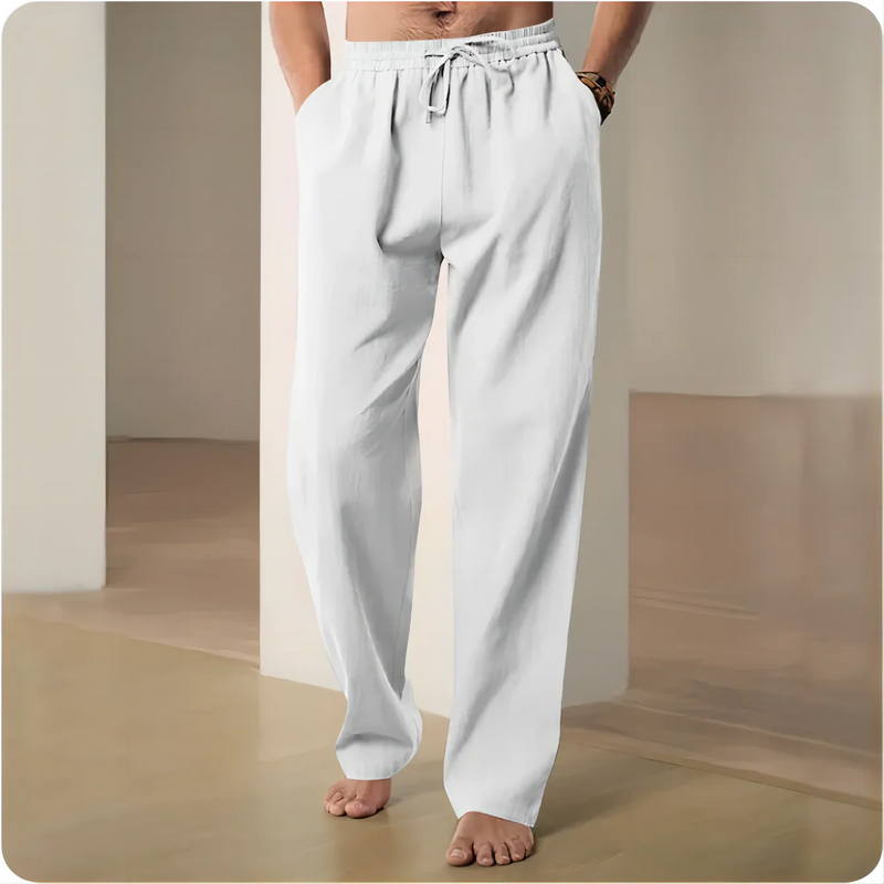 2025 New Men's Beach Pants Joggers Streetwear Cotton Linen Sweatpants Casual Pants Hawaiian Vacation Loose Summer Long