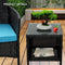 3-piece Outdoor Small Bar Set, Terrace Furniture Chairs, Black Wicker Porch Furniture with Glass Coffee Table