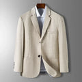 Spring Autumn Men's Blazer Thin Section Slim Fit Plaid Jacquard Casual Suit Jacket Gray Blue Beige Coat Costume Homme