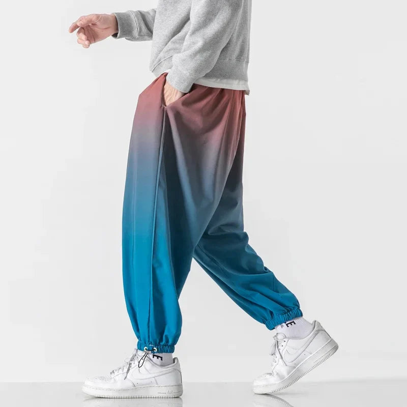 New Japanese Style Mens Jogger Pants Casual Reflective Trousers Men 2023 Streetwear Loose Fashion Sweatpants Male Large Size 5XL