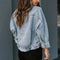 Long Sleeve Women's Denim Jacket Leopard Print Patchwork Outerwear Casual Loose Fit Fashionable And Stylish