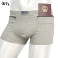 Men's Pockets Underwear Anti-Theft Briefs Boxer Panties Two Zippers Pockets Cotton Underpants Male Boxers Briefs Booty Shorts