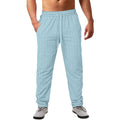 New Men's Cotton Linen Trousers Design Vertical Stripes Breathable Pants Casual Baggy Elastic Waist Straight Leg Sweatpants