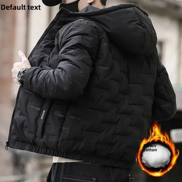Thickened Fleece-Lined Cotton Coat New Trendy Men's Casual Youth Jacket Versatile Padded Top For Winter