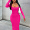 2024 Solid color elegant long party dresses long sleeve maxi ribbed bodycon dress sexy club spring dresses for girls