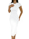 Summer women's slim fit elastic black and white round neck short sleeved T-shirt dress long dress women's clothing