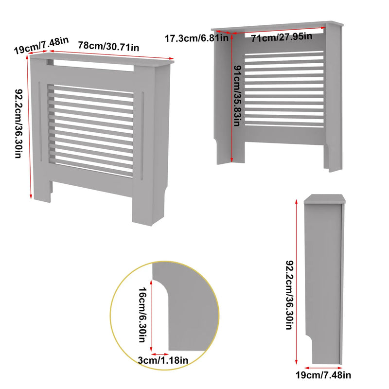 S M L XL Extra Tall 92CM Radiator Cover MDF Cabinet Grill Shelf Fence Panel Barrier