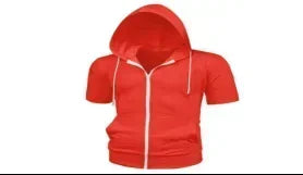 New 2025 Men's Casual Sweatshirts Short Sleeve Hoodies Jacket Solid Slim Zip Man Sport Tops Comfotable Outdoor Clothes for Men