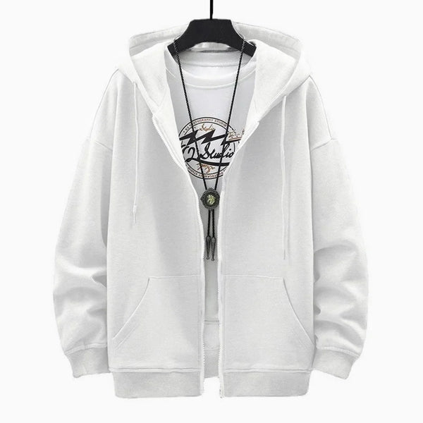 2023 US Size Zip Up Hoodies Autumn Hooded Sweatshirts Men's Hoodie Cardigan Solid Color Classic Jacket Men Coat Men Clothing