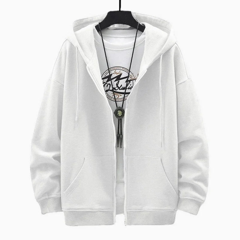 2023 US Size Zip Up Hoodies Autumn Hooded Sweatshirts Men's Hoodie Cardigan Solid Color Classic Jacket Men Coat Men Clothing
