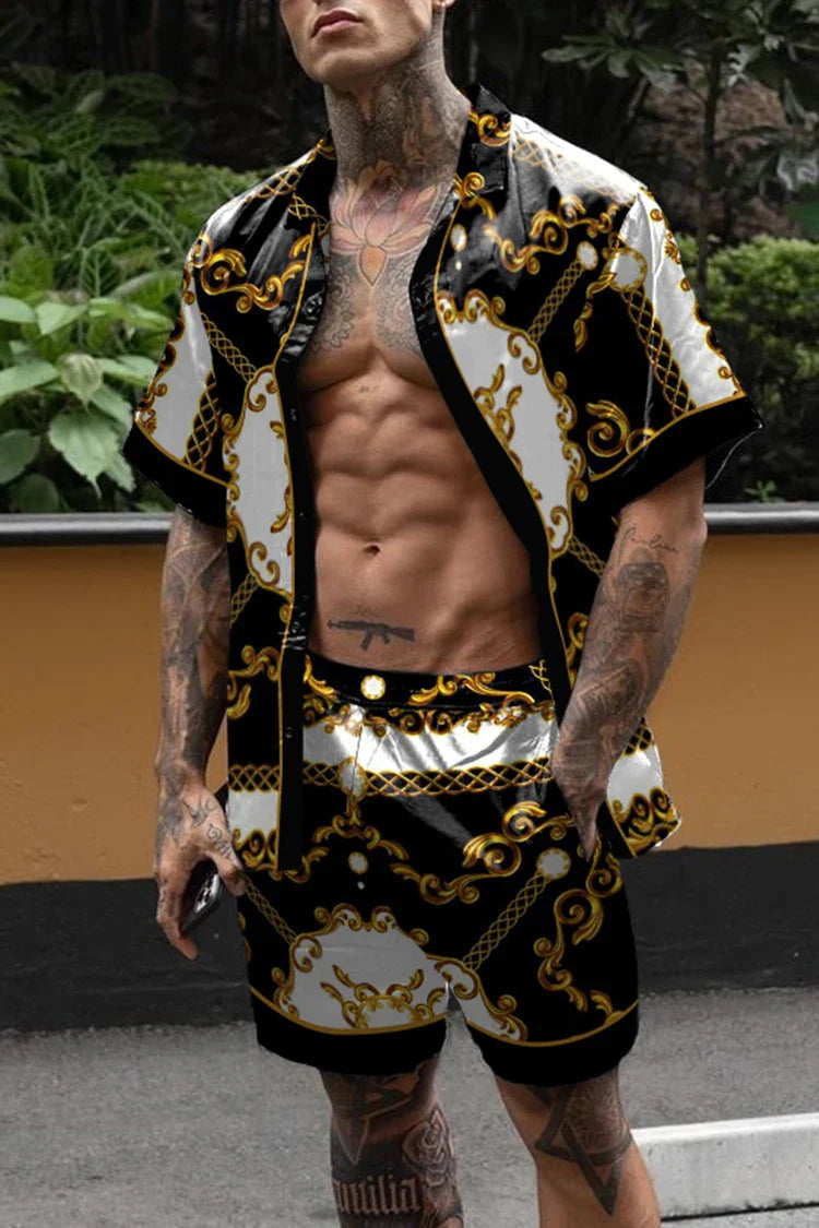 Hot Hawaiian Set Mens Printing Set Short Sleeve Summer Casual Floral Shirt Beach Two Piece Suit 2022 New Fashion Men Sets