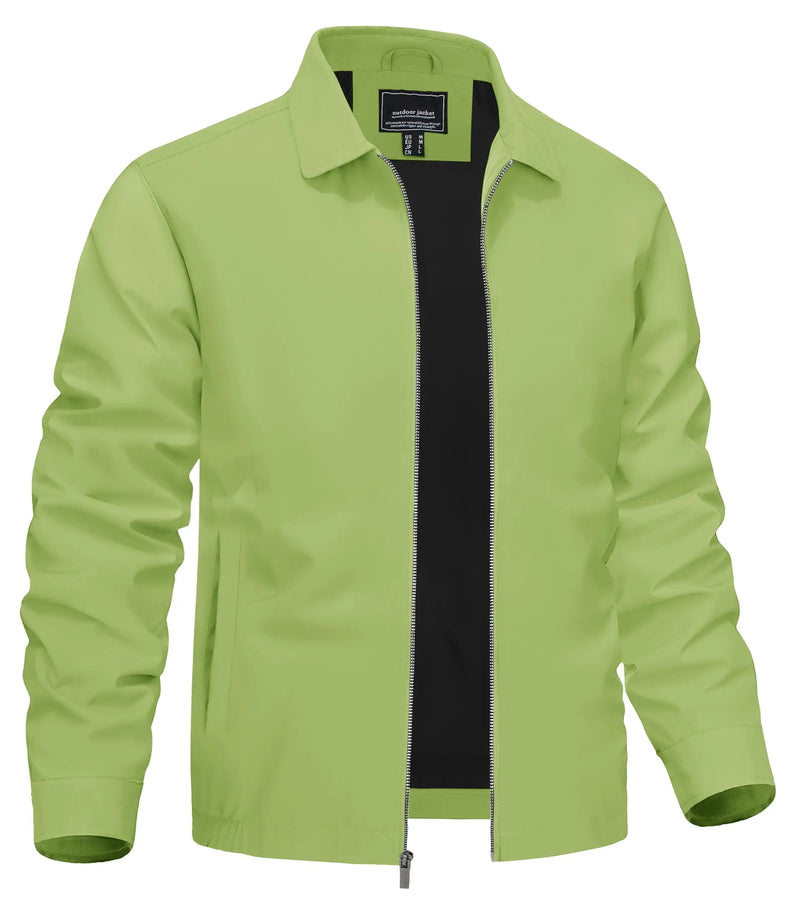TACVASEN Lightweight Work Jackets Mens Classic Tunic Style Zipper Pockets Bomber Jackets Full Zip Spring Fall Jacket Outwear