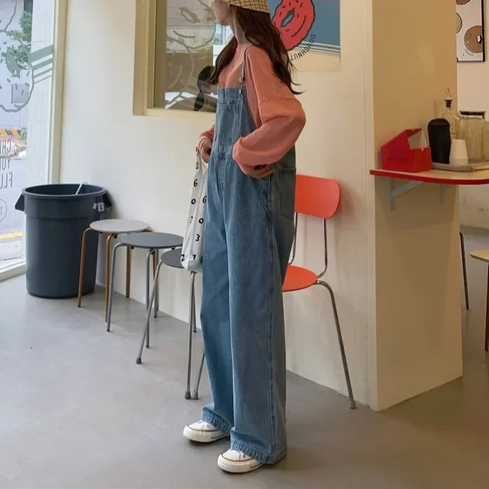 Autumn 2024 New Korean-Style Loose-Fit Straight-Leg Jeans High-Waisted Slimming Bell Bottoms Trendy Women's Pants