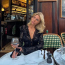Fashionable Chiffon Blouse Elegant Slim Fit Tweed Style Flare Sleeve Top For Women Autumn 2024 New Arrival Smooths Your Silhouet